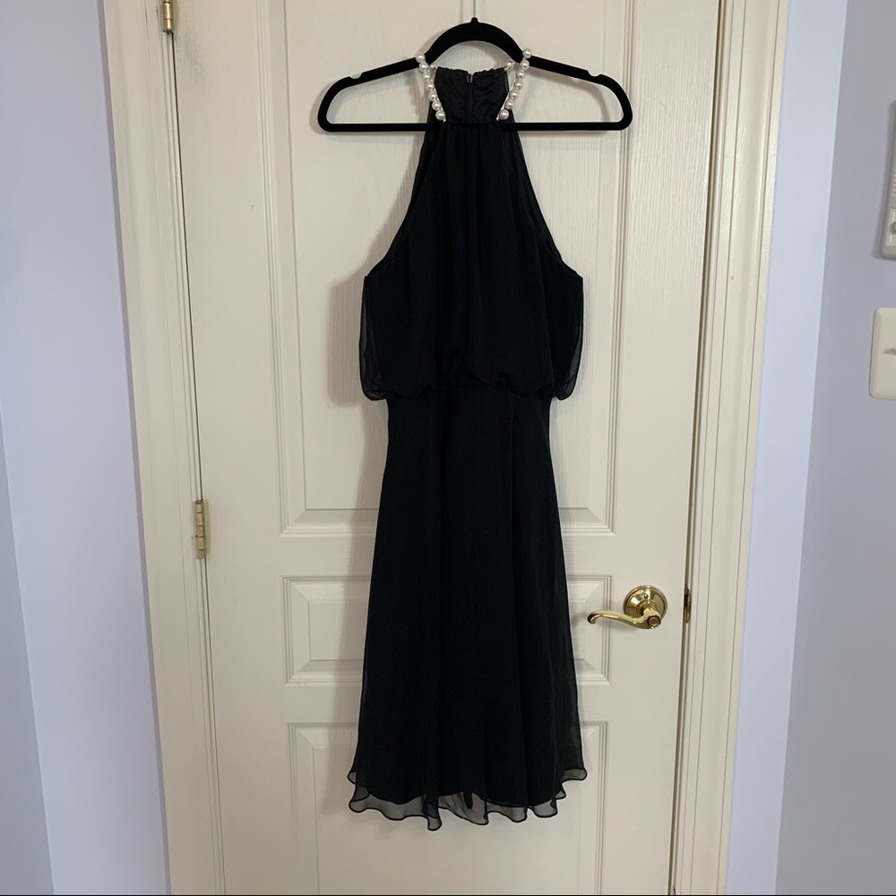 Alvina‎ Valenta Maids NY Black Dress Pearl Straps